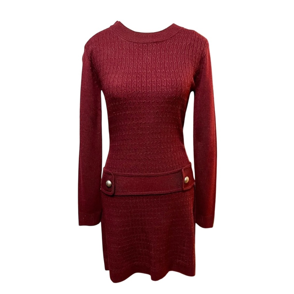 NWOT Iz Byer Maroon Knit Mini Dress – Size S